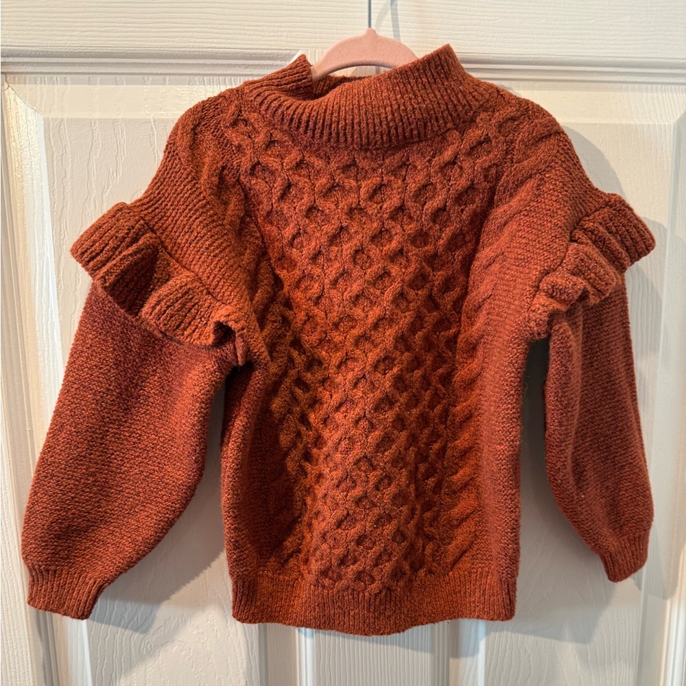 Old Navy Rust Cable Knit Ruffle Sweater